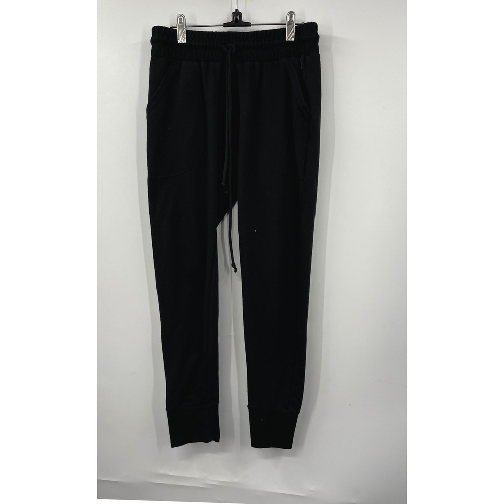 FREE PEOPLE Black Cozy Jogger Sweatpants Drawstring Waist Cuffed Ankle - Picture 2 of 9